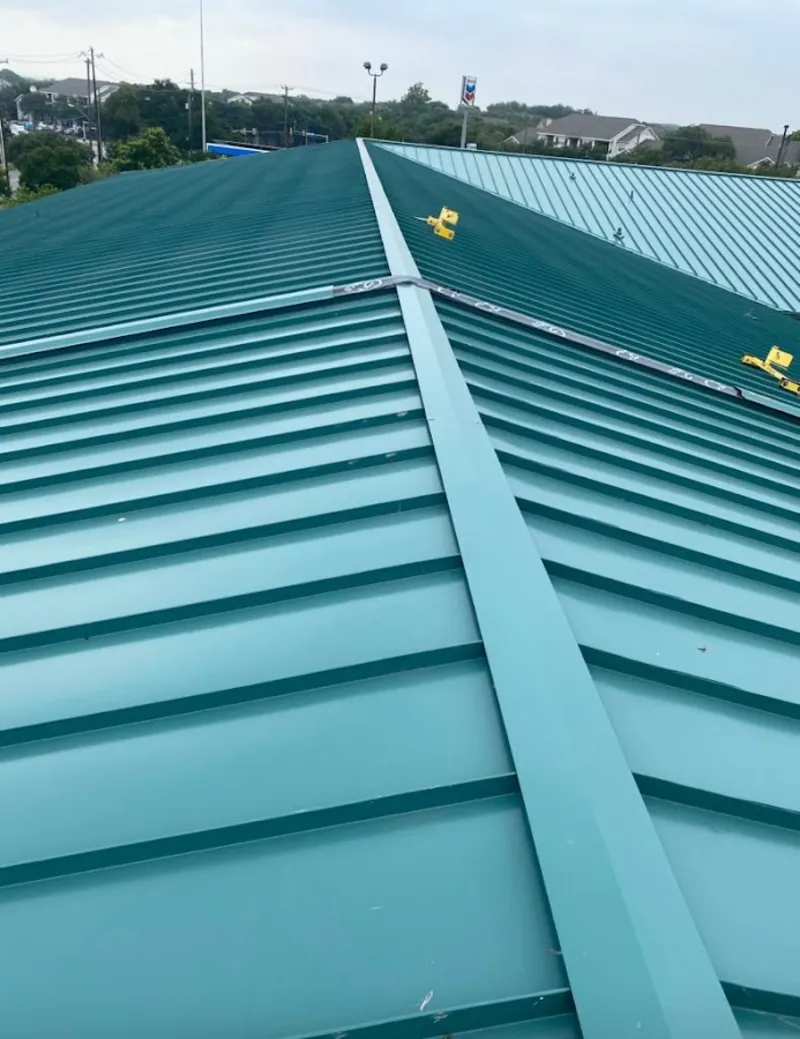 Green commercial metal roof ridge and valley for Metal Roof Repair in Straban